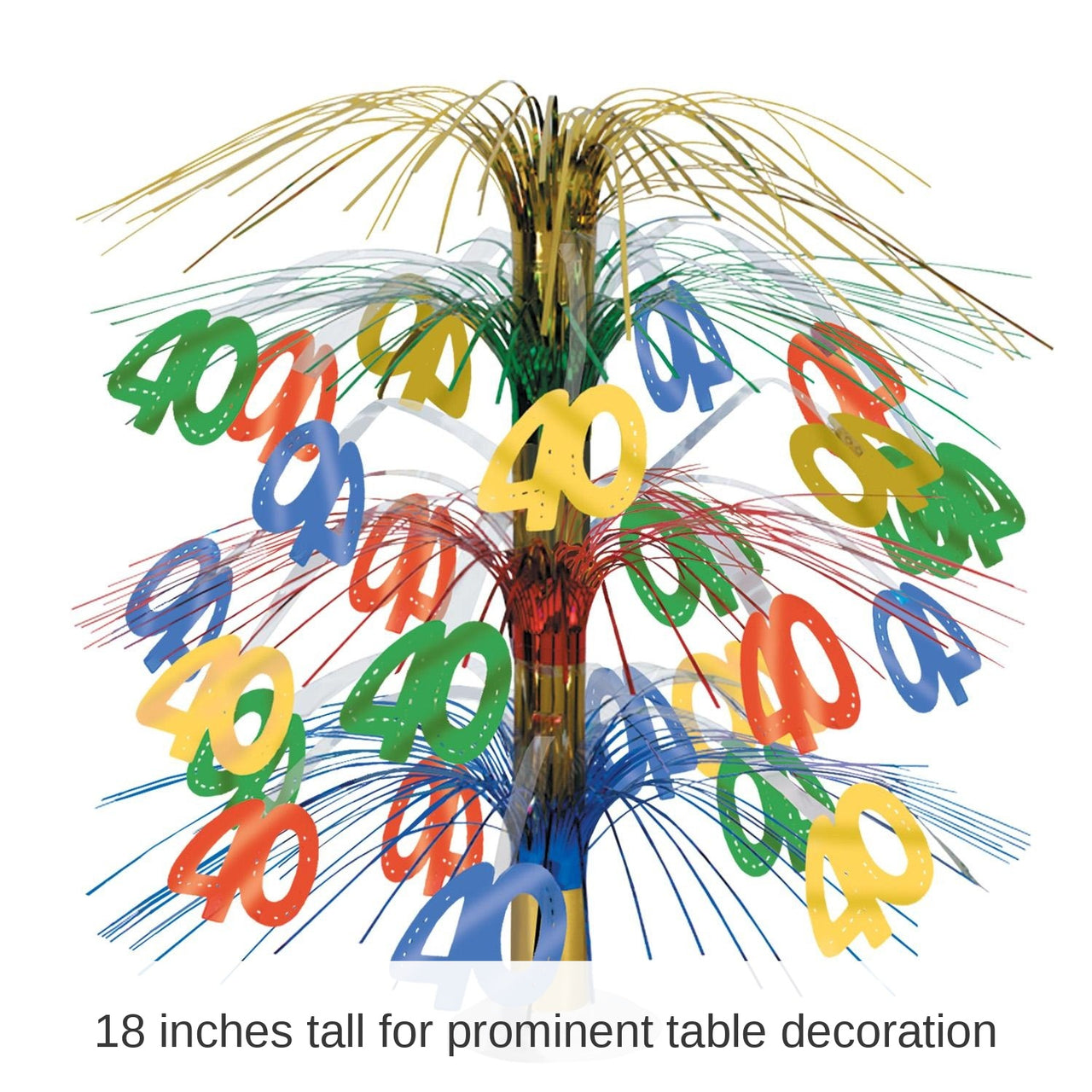6 Pack Bulk 40th Birthday Party Cascade Centerpiece - multi-color