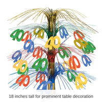 6 Pack Bulk 40th Birthday Party Cascade Centerpiece - multi-color
