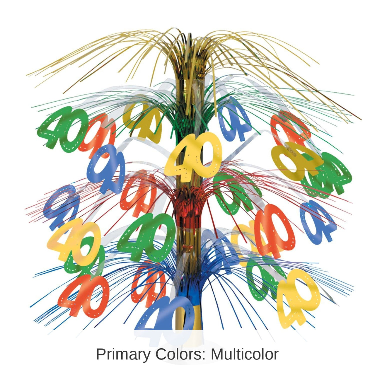 6 Pack Bulk 40th Birthday Party Cascade Centerpiece - multi-color