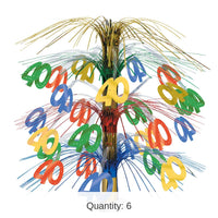 6 Pack Bulk 40th Birthday Party Cascade Centerpiece - multi-color