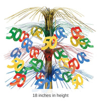 6 Pack Bulk 50th Birthday Party Cascade Centerpiece - multi-color