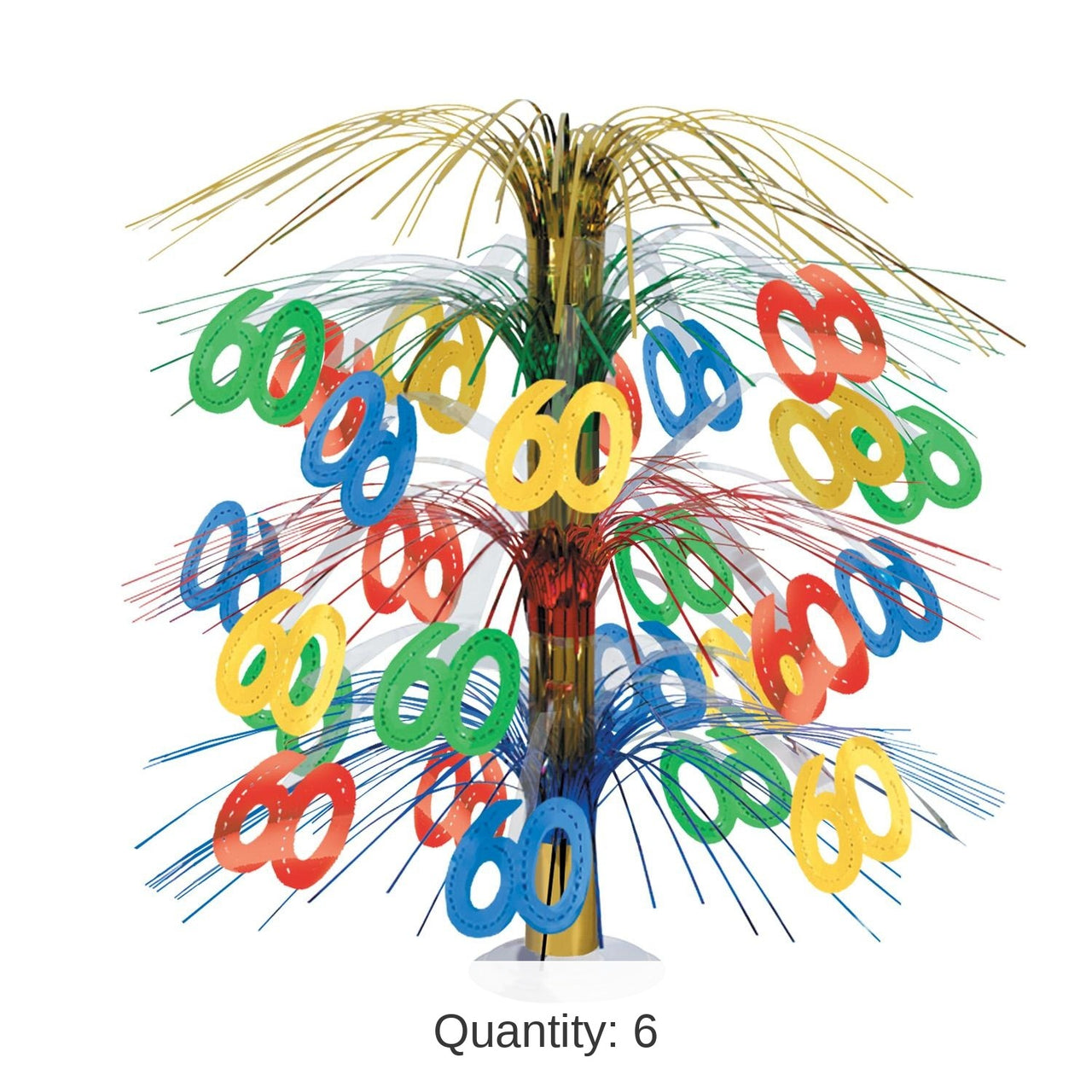 6 Pack Bulk 60th Birthday Party Cascade Centerpiece