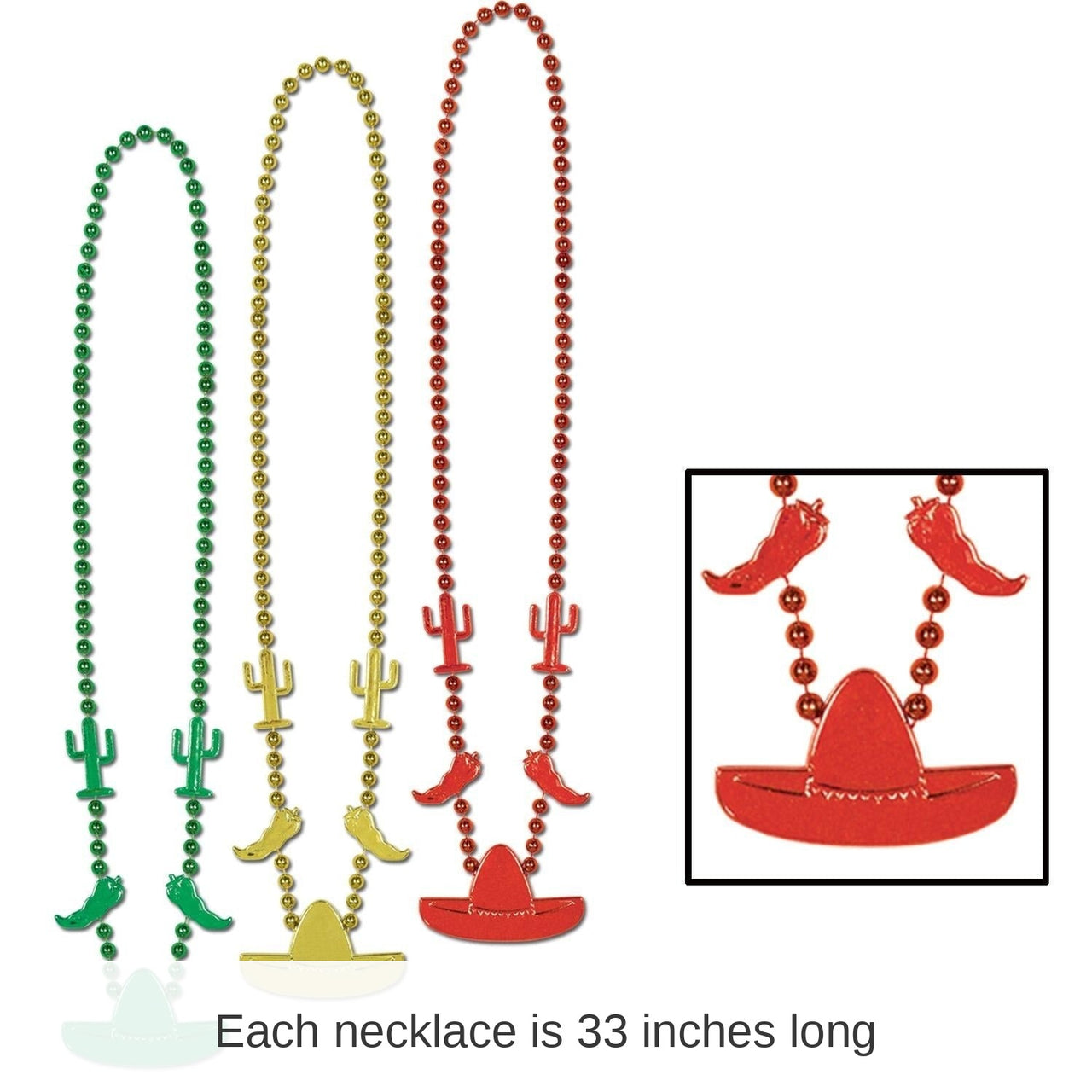 36 Pack Bulk Fiesta Bead Necklaces - Asst colors