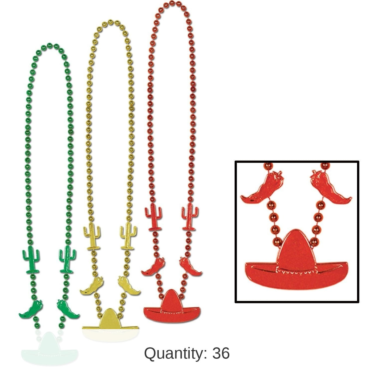 36 Pack Bulk Fiesta Bead Necklaces - Asst colors