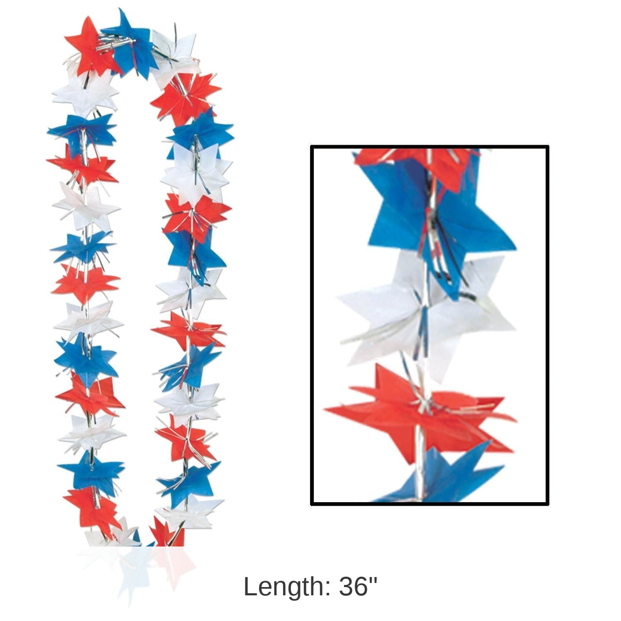 12 Pack Bulk Patriotic Star Party Lei