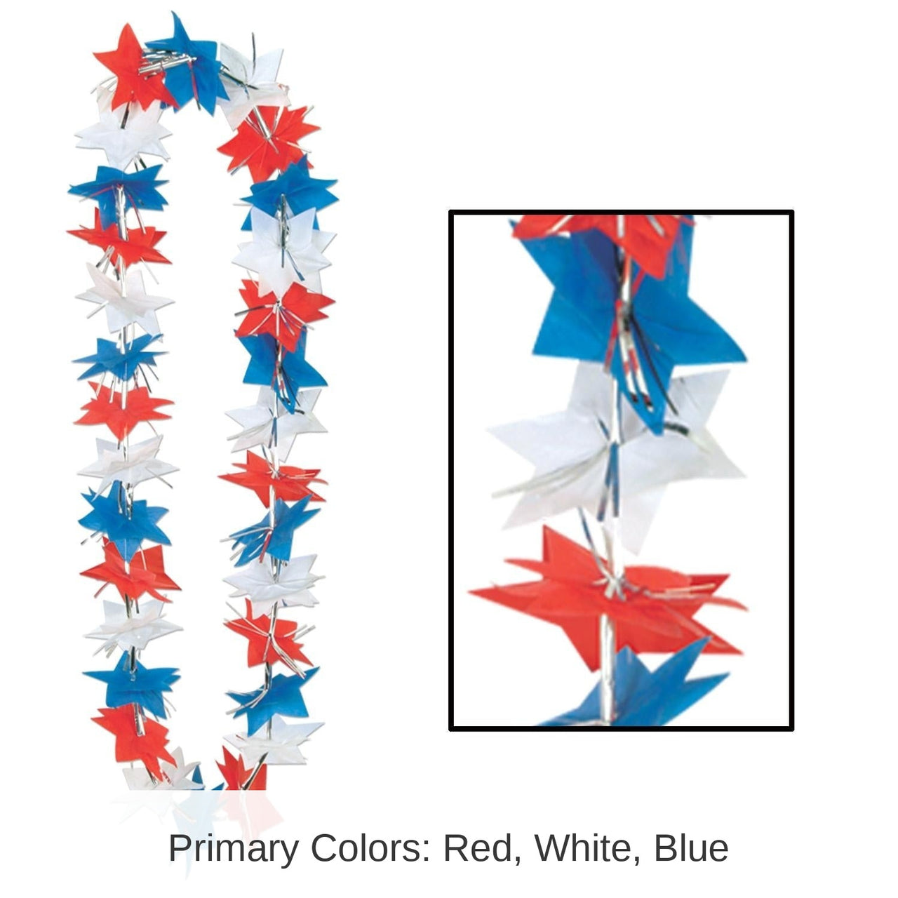 12 Pack Bulk Patriotic Star Party Lei