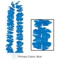 12 Pack Bulk Luau Party Silk 'N Petals Party Lei - blue