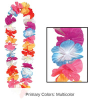 12 Pack Bulk Luau Party Silk 'N Petals Parti-Color Lei