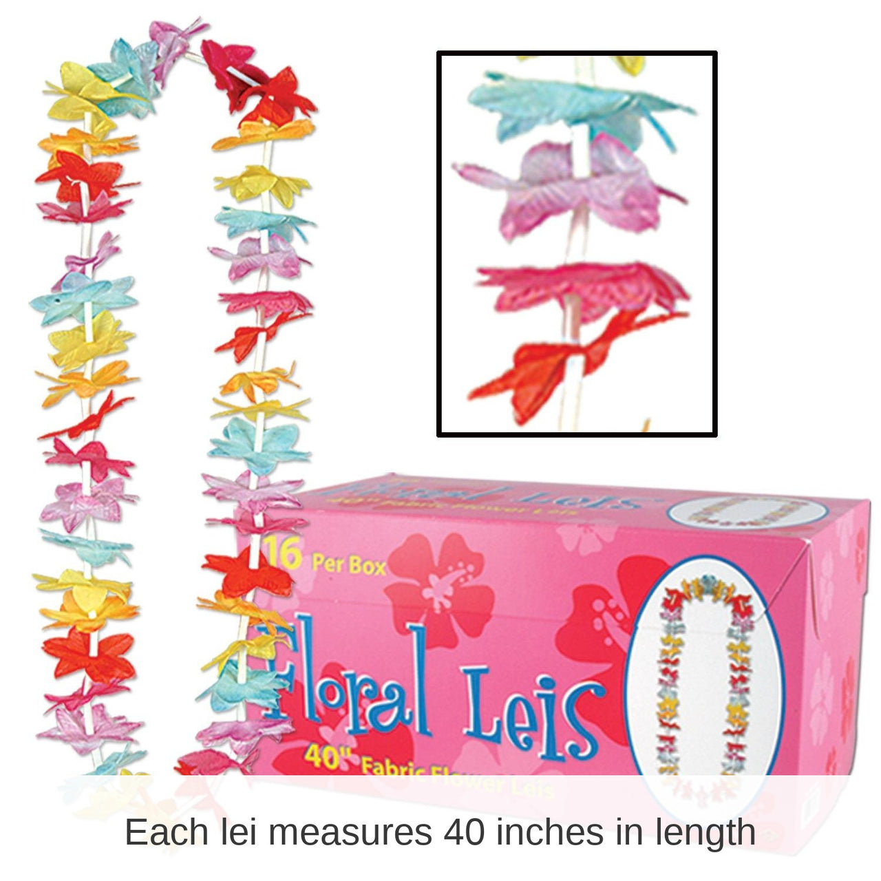 16 Pack Bulk Luau Party Floral Lei multi-color