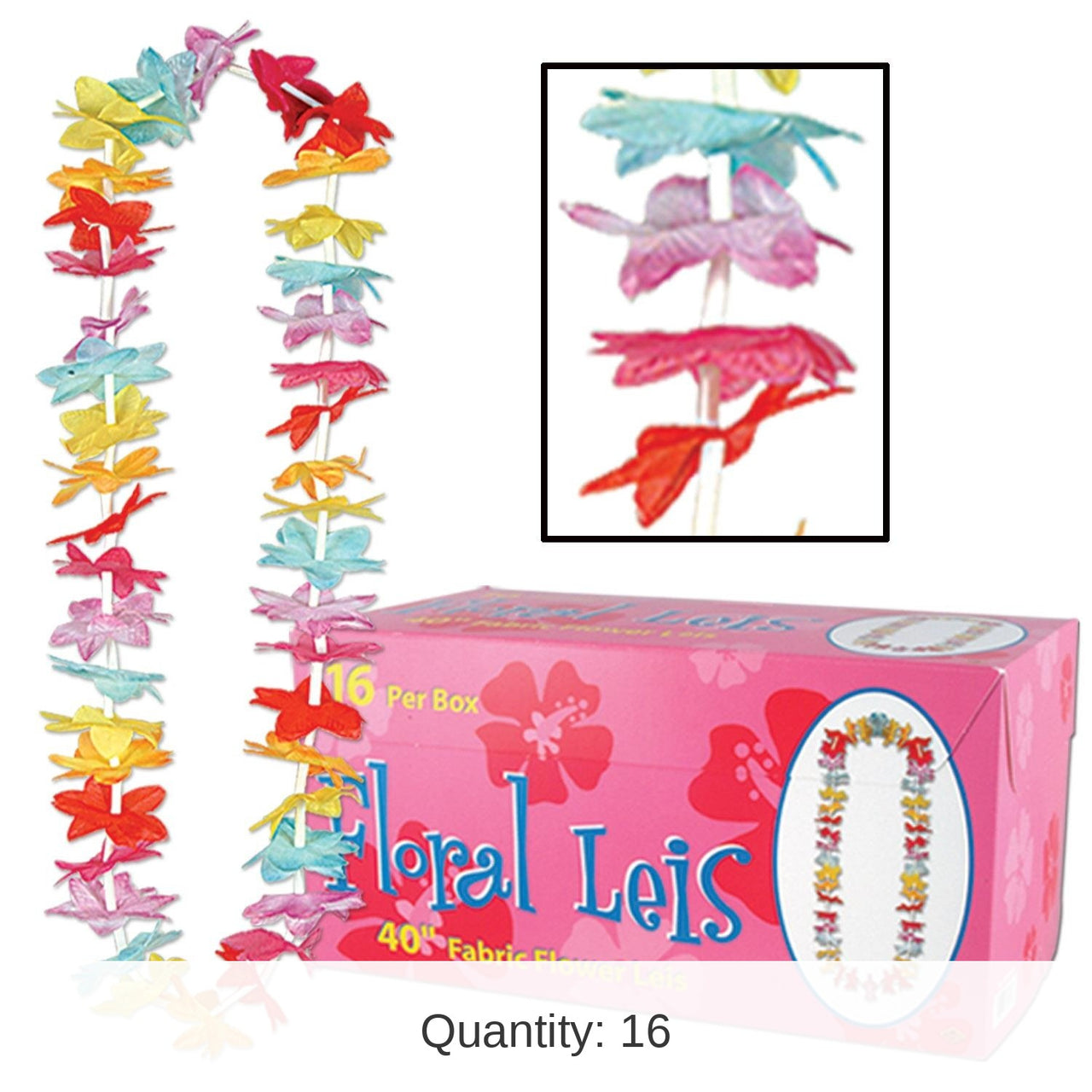 16 Pack Bulk Luau Party Floral Lei multi-color