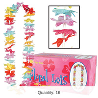 16 Pack Bulk Luau Party Floral Lei multi-color