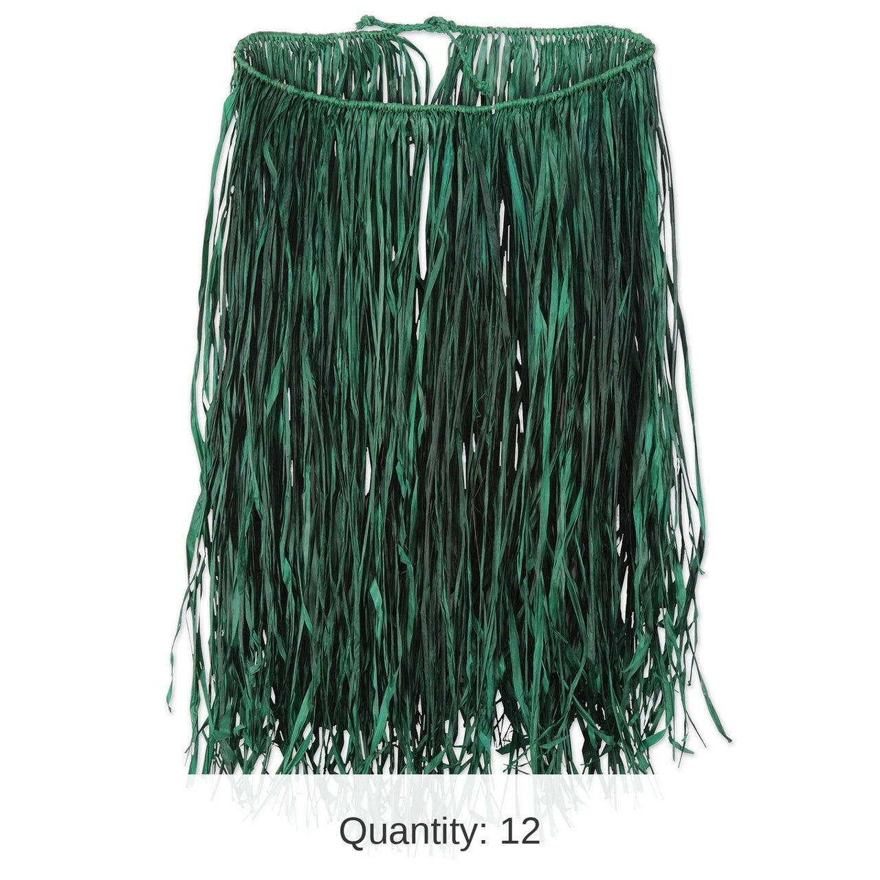 12 Pack Bulk Luau Party Adult Raffia Hula Skirt - green