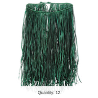 12 Pack Bulk Luau Party Adult Raffia Hula Skirt - green