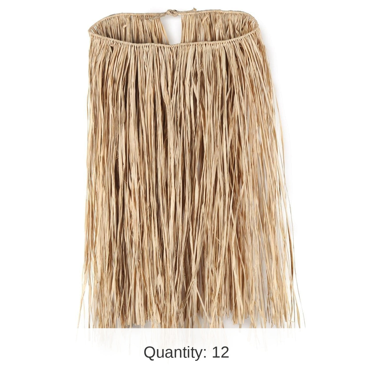 12 Pack Bulk Child Raffia Hula Skirt - natural
