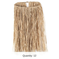 12 Pack Bulk Child Raffia Hula Skirt - natural