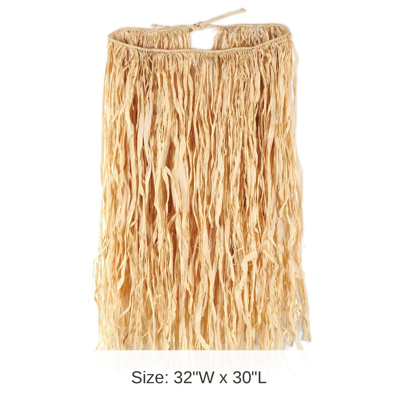 12 Pack Bulk Luau Party Adult Raffia Hula Skirt - Natural (32"W x 30"L)