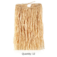 12 Pack Bulk Luau Party Adult Raffia Hula Skirt - Natural (32