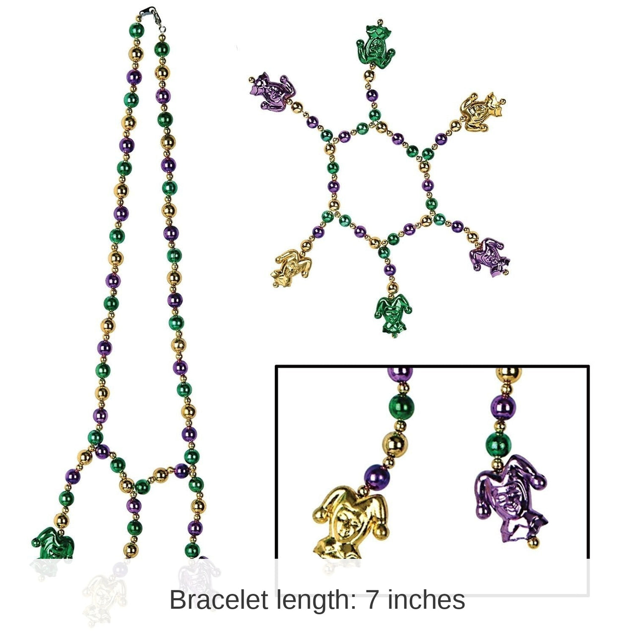 12 Pack Bulk Mardi Gras Bead Necklaces Choker/Bracelet Set