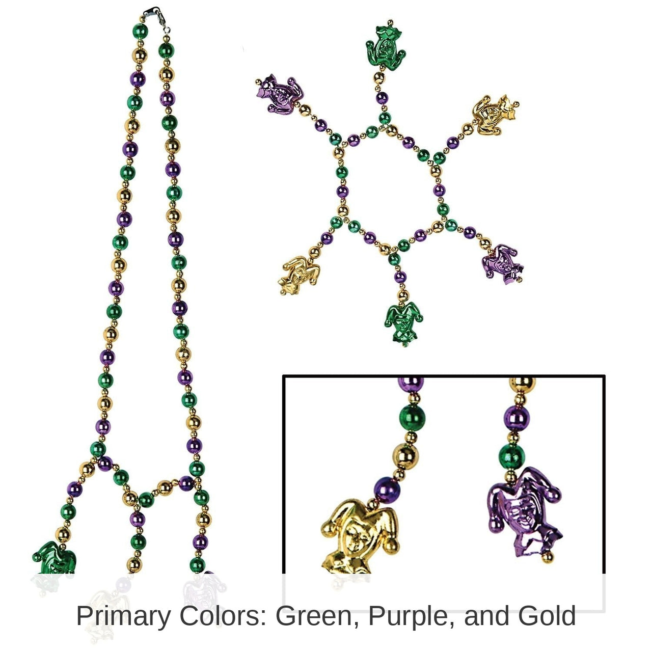12 Pack Bulk Mardi Gras Bead Necklaces Choker/Bracelet Set