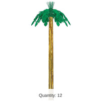 12 Pack Bulk Luau Party Metallic Palm Tree