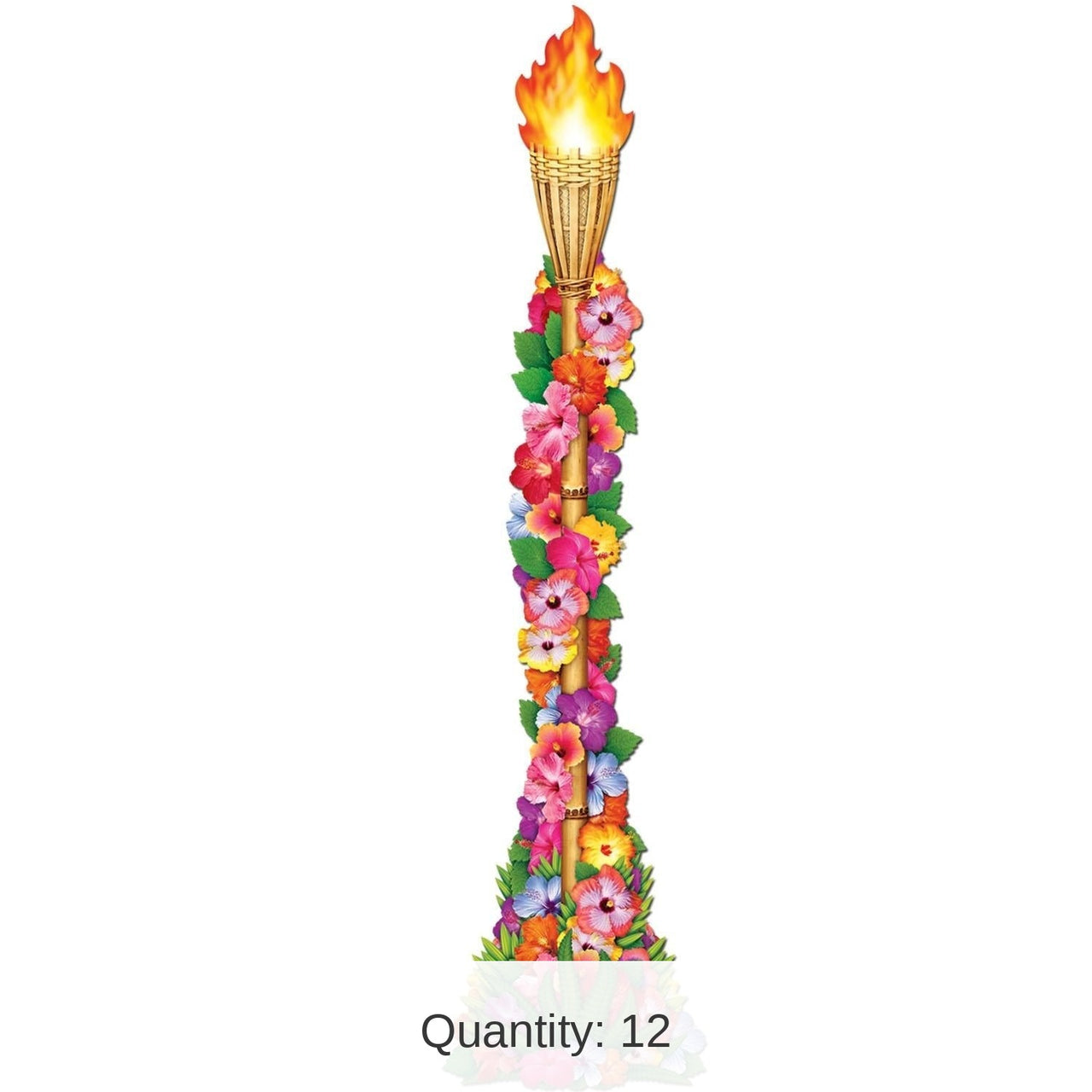 12 Pack Bulk Luau Party Jointed Floral Tiki Torch