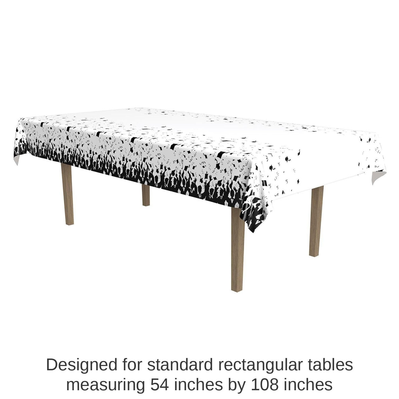 12 Pack Bulk Graduation Party Tablecover- Black and White
