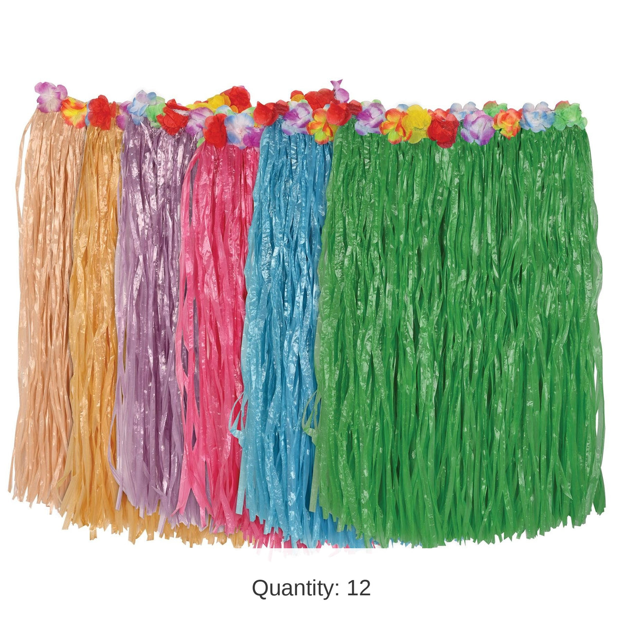 12 Pack Bulk Luau Party Adult Artificial Grass Hula Skirt