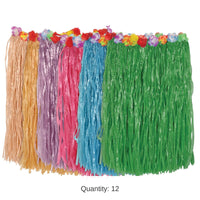 12 Pack Bulk Luau Party Adult Artificial Grass Hula Skirt