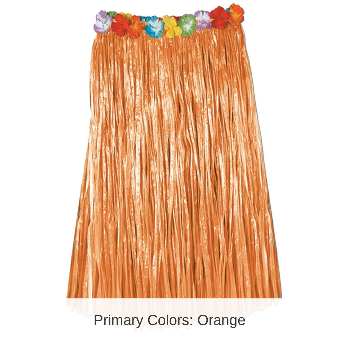 12 Pack Bulk Adult Artificial Grass Hula Skirt - natural - with floral waistband