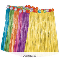 12 Pack Bulk Luau Party Child Artificial Grass Hula Skirts