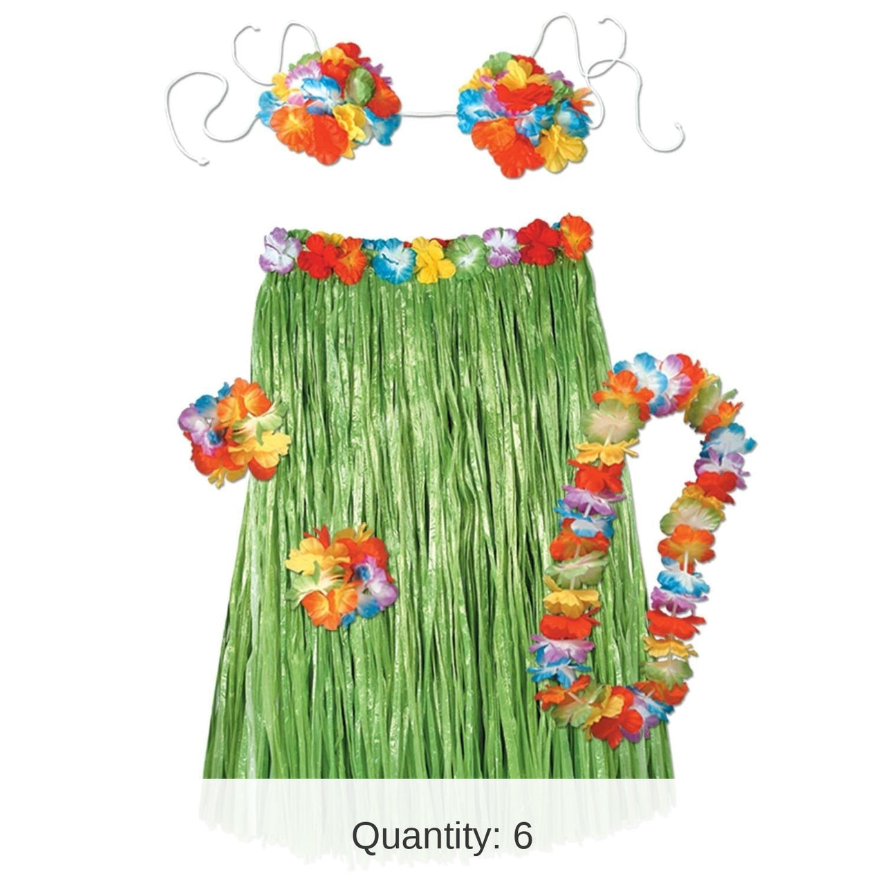 6 Pack Bulk Luau Party Child Hula Set
