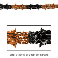 12 Pack Bulk Halloween Metallic Garland - orange/black
