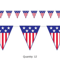 12 Pack Bulk Spirit Of America Party Pennant Banner