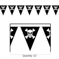 12 Pack Bulk Jolly Roger Party Pennant Banner