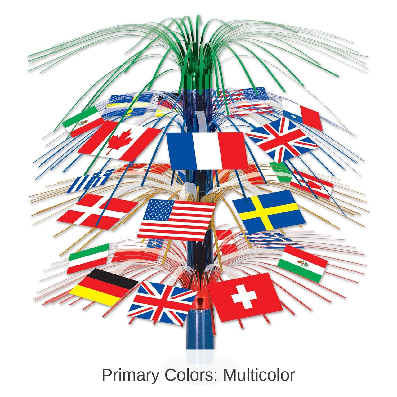 6 Pack Bulk International Flag Cascade Party Centerpiece
