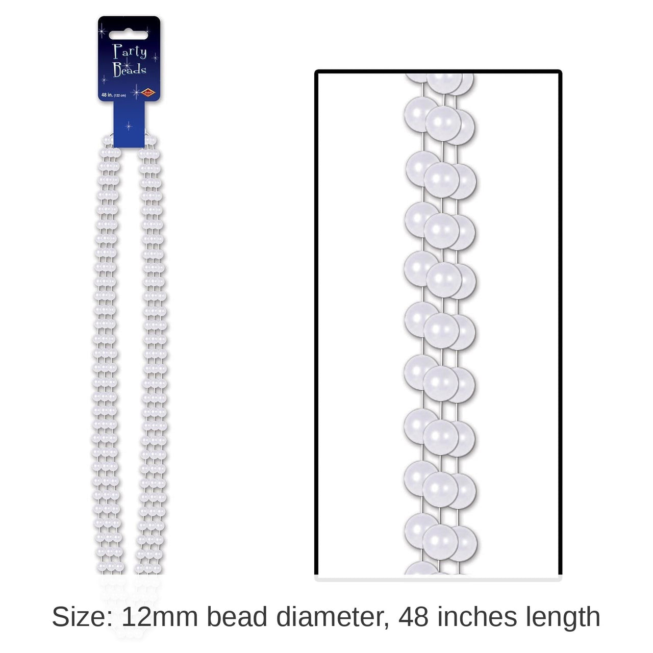 36 Pack Bulk Party Bead Necklaces - Large Round White