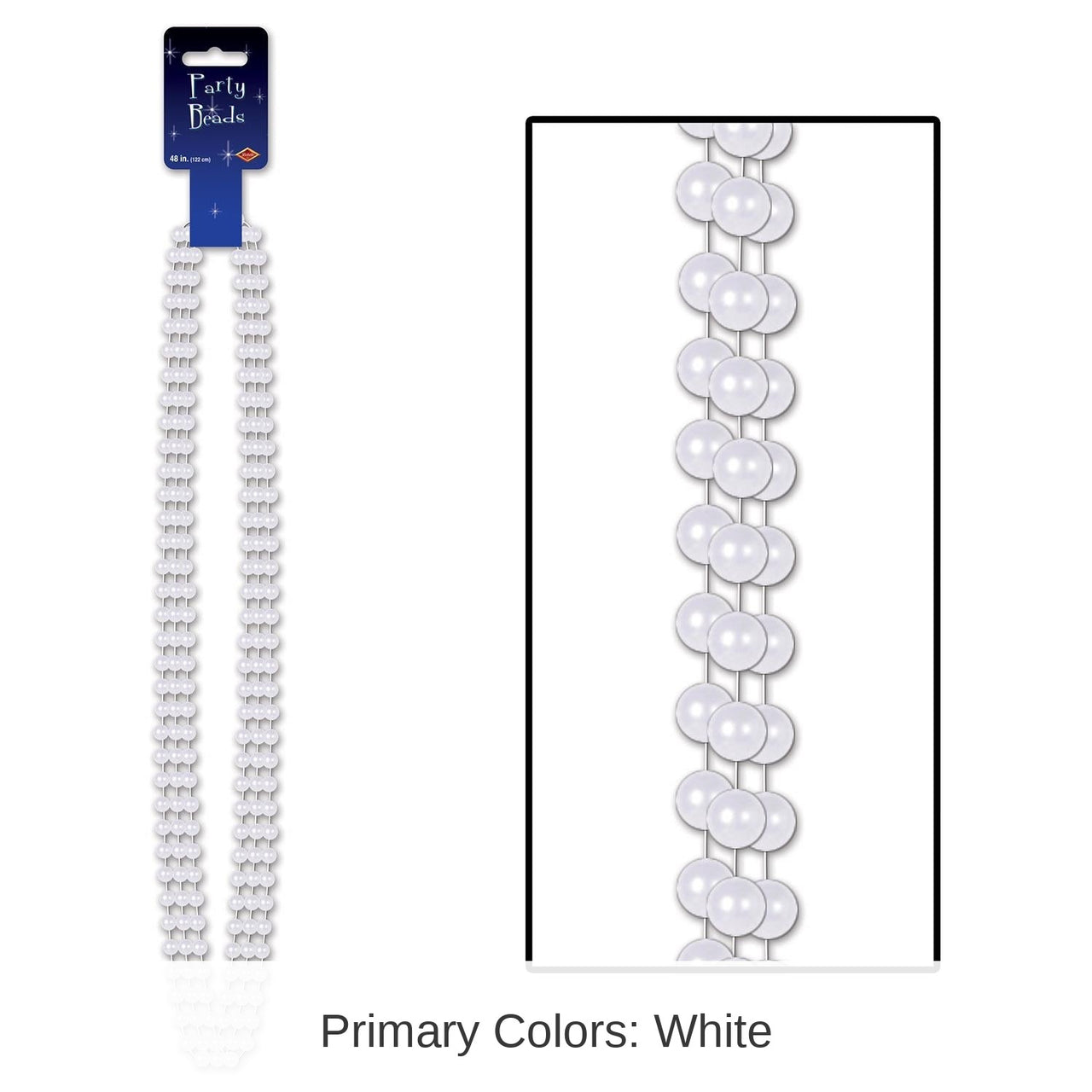 36 Pack Bulk Party Bead Necklaces - Large Round White