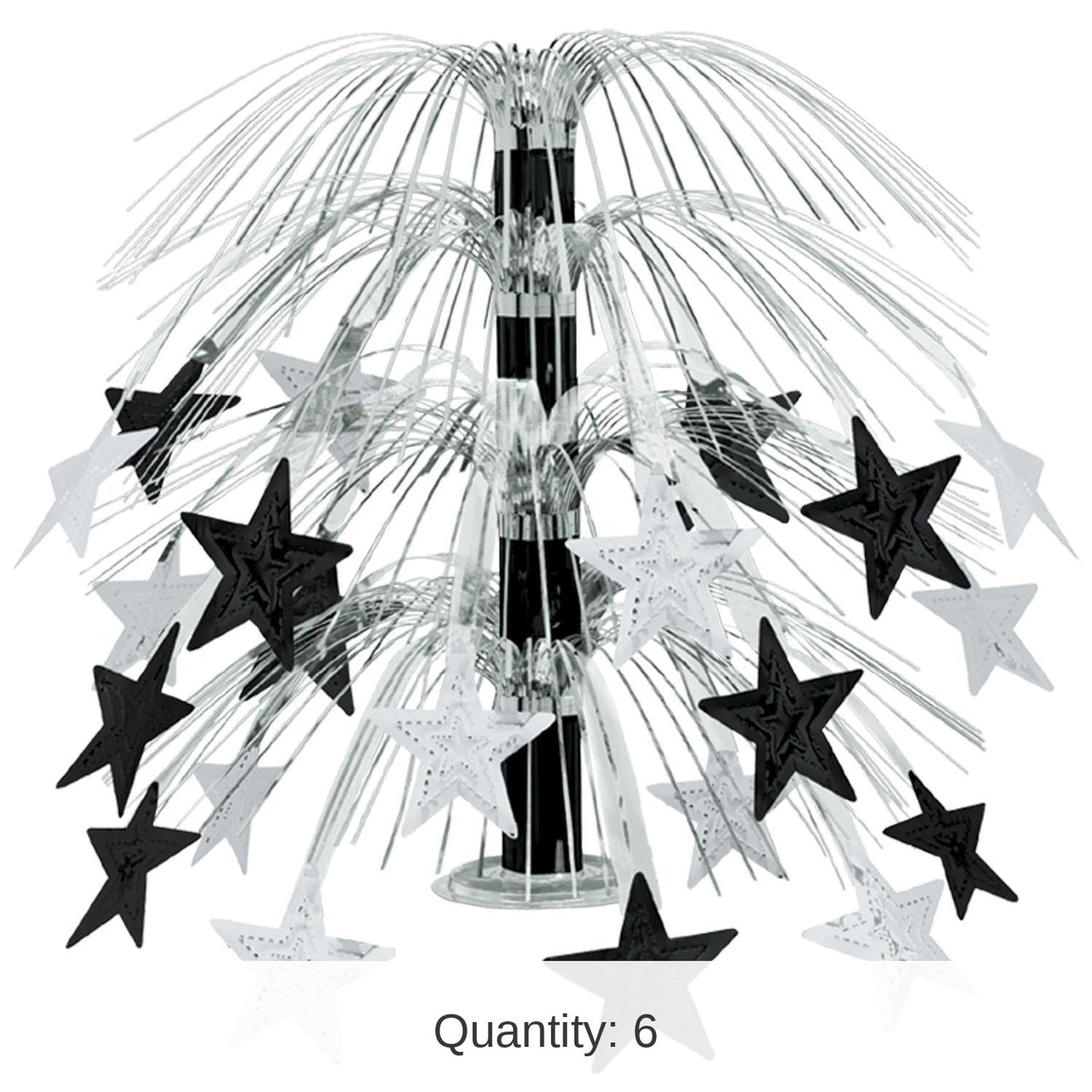 6 Pack Bulk Star Cascade Party Centerpiece - black/silver