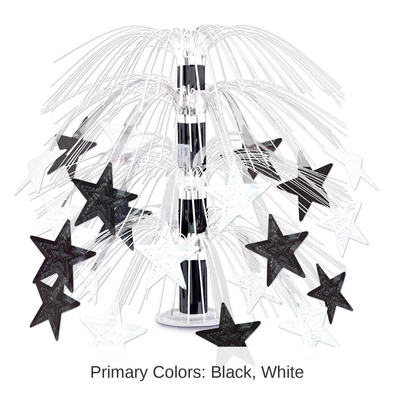 6 Pack Bulk New Year's Eve Star Cascade Centerpiece - black/white
