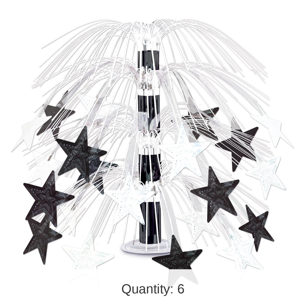 6 Pack Bulk New Year's Eve Star Cascade Centerpiece - black/white
