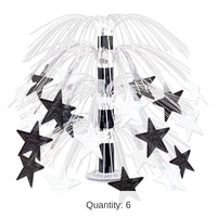 6 Pack Bulk New Year's Eve Star Cascade Centerpiece - black/white