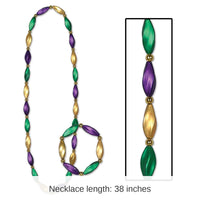 12 Pack Bulk Mardi Gras Satin Swirl Bead Necklaces/Bracelet Set