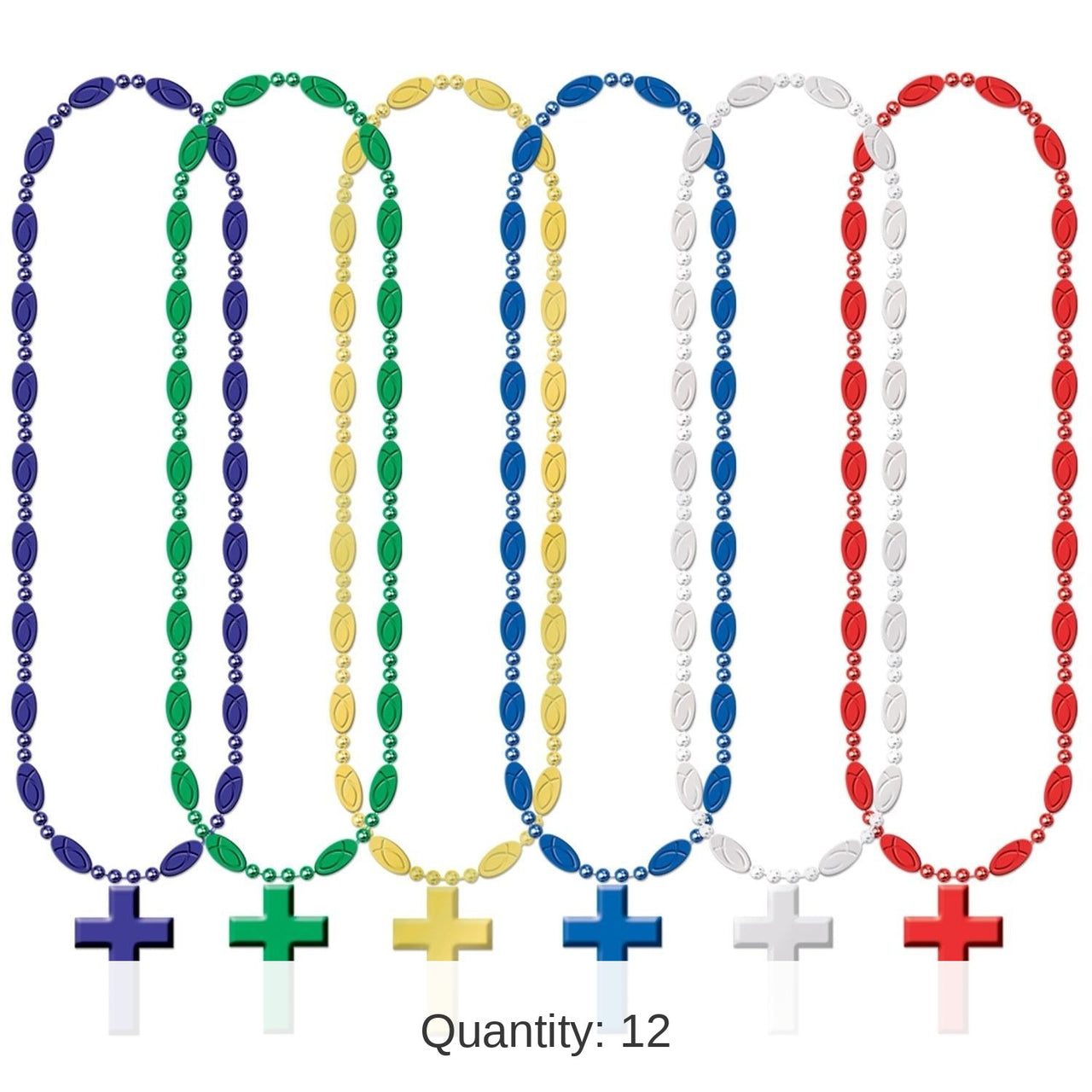 12 Pack Bulk Religious Bead Necklaces