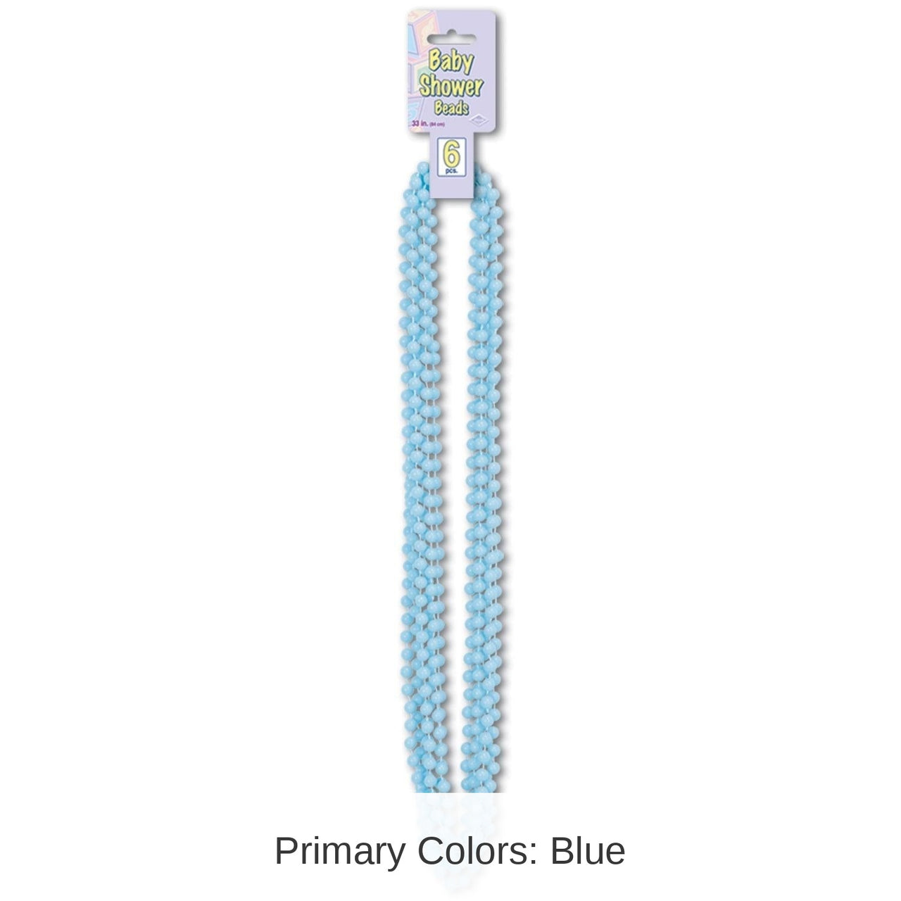 72 Pack Bulk Baby Shower Bead Necklaces Light Blue