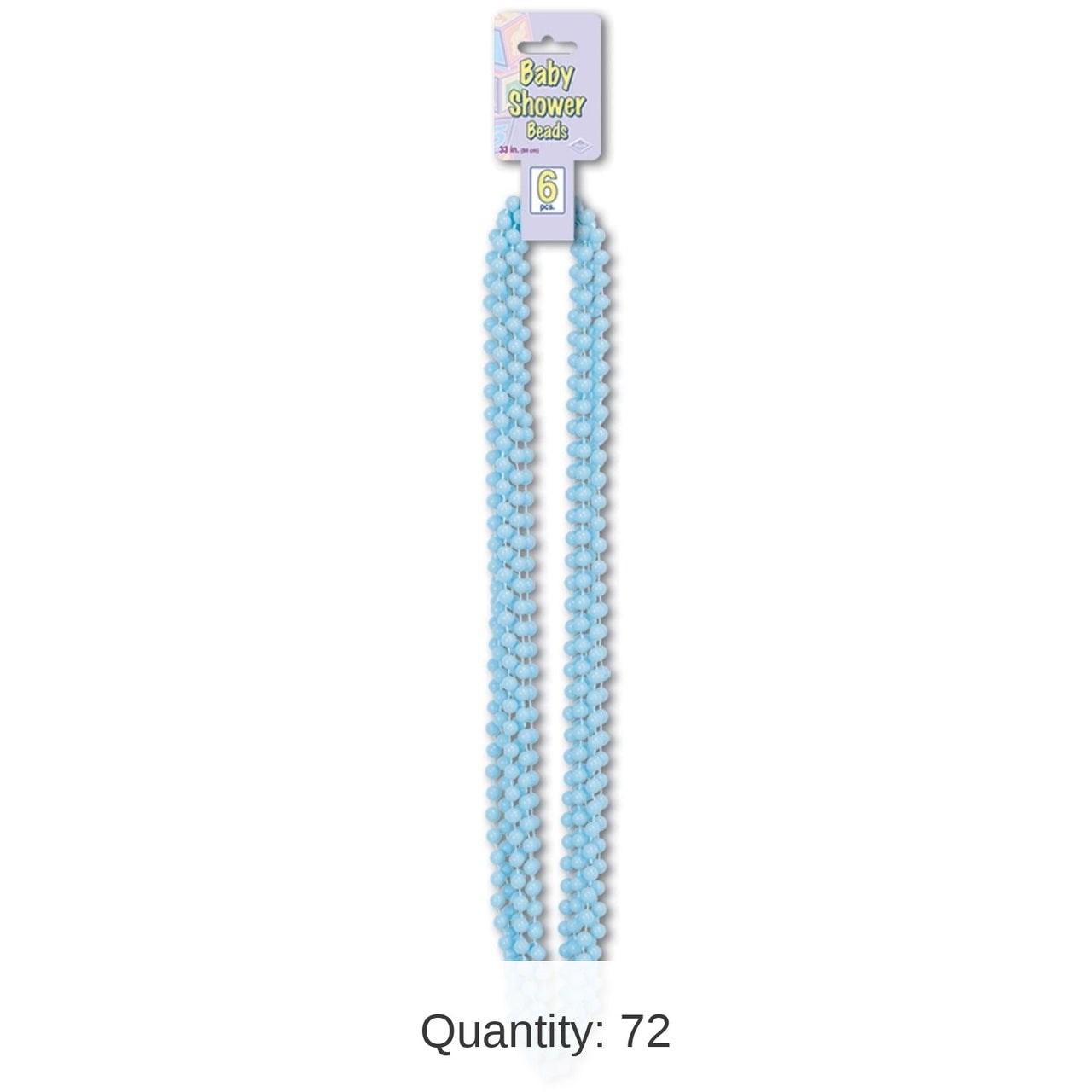 72 Pack Bulk Baby Shower Bead Necklaces Light Blue