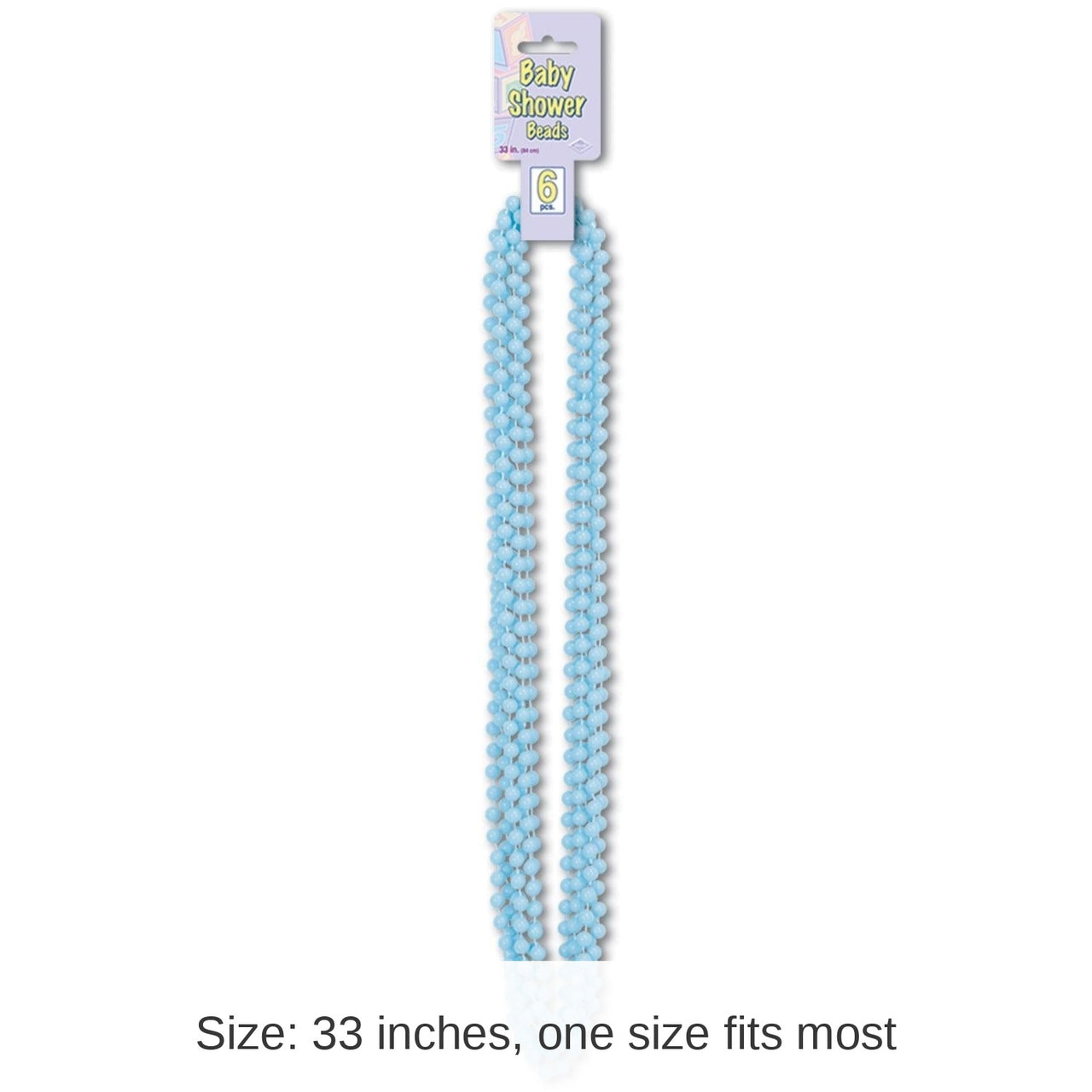 72 Pack Bulk Baby Shower Bead Necklaces Light Blue