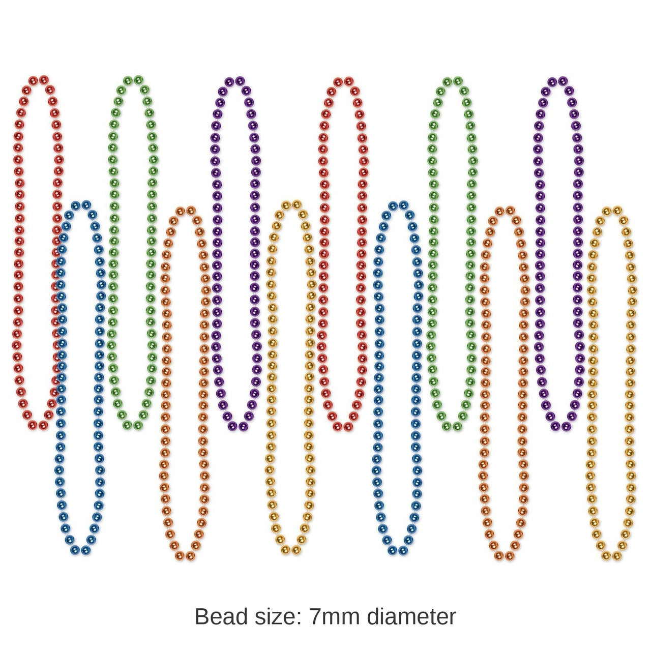 144 Pack Bulk 33 Inch - Party Bead Necklaces - Small Round Asst Colors