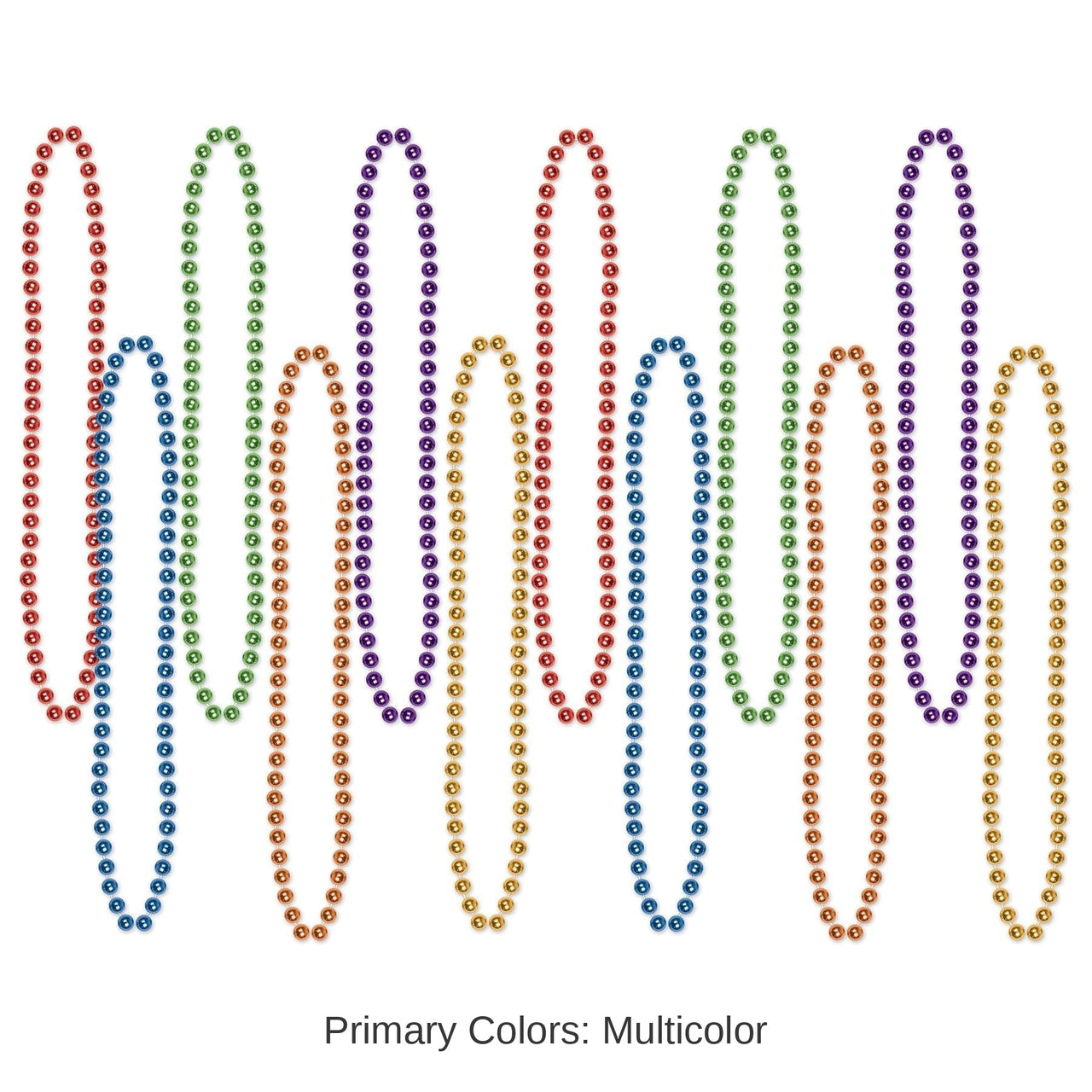 144 Pack Bulk 33 Inch - Party Bead Necklaces - Small Round Asst Colors