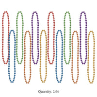 144 Pack Bulk 33 Inch - Party Bead Necklaces - Small Round Asst Colors