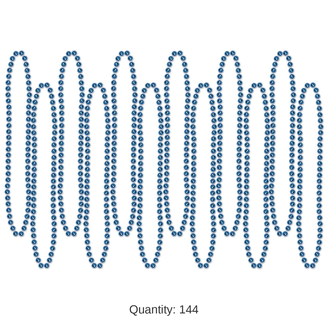 144 Pack Bulk Party Bead Necklaces - Small Round blue